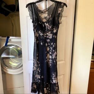 Black floral pattern dress